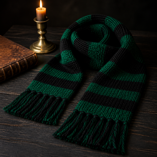 Striped House Knit Scarf — Slytherin