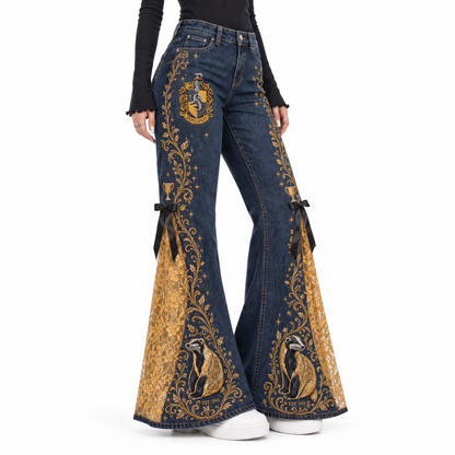 The House Flare — Hufflepuff house lace flare jeans