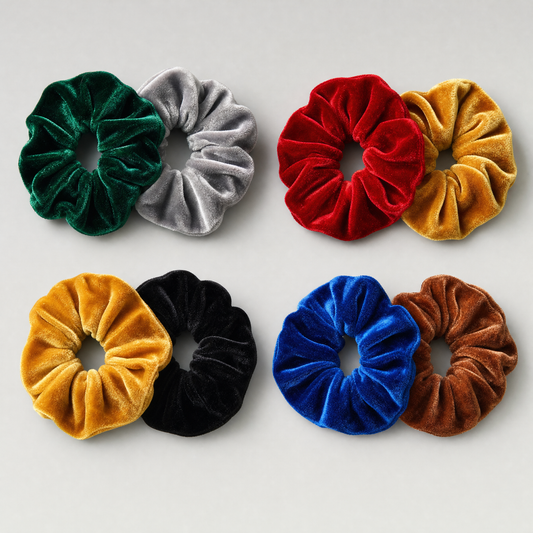 Velvet scrunchie duo in house colours