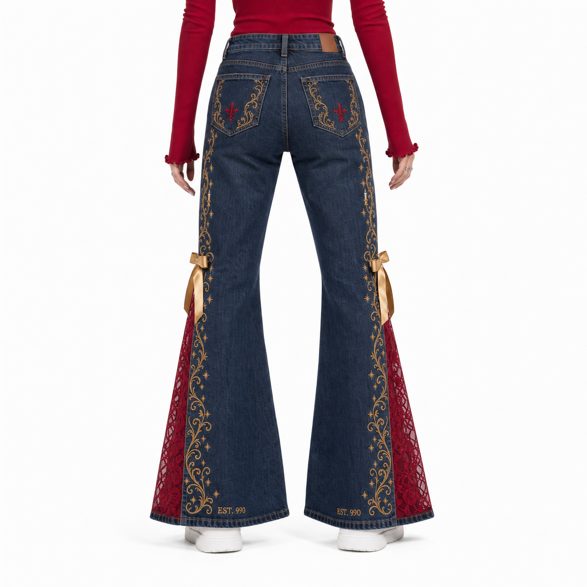 The House Flare — Gryffindor, back view with filigree-accent back pockets