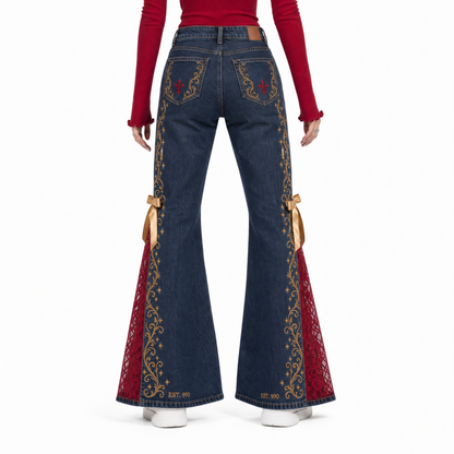 The House Flare — Gryffindor, back view with filigree-accent back pockets