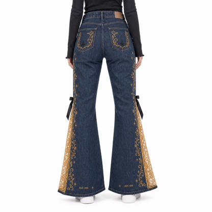 The House Flare — Hufflepuff, back view with filigree-accent back pockets