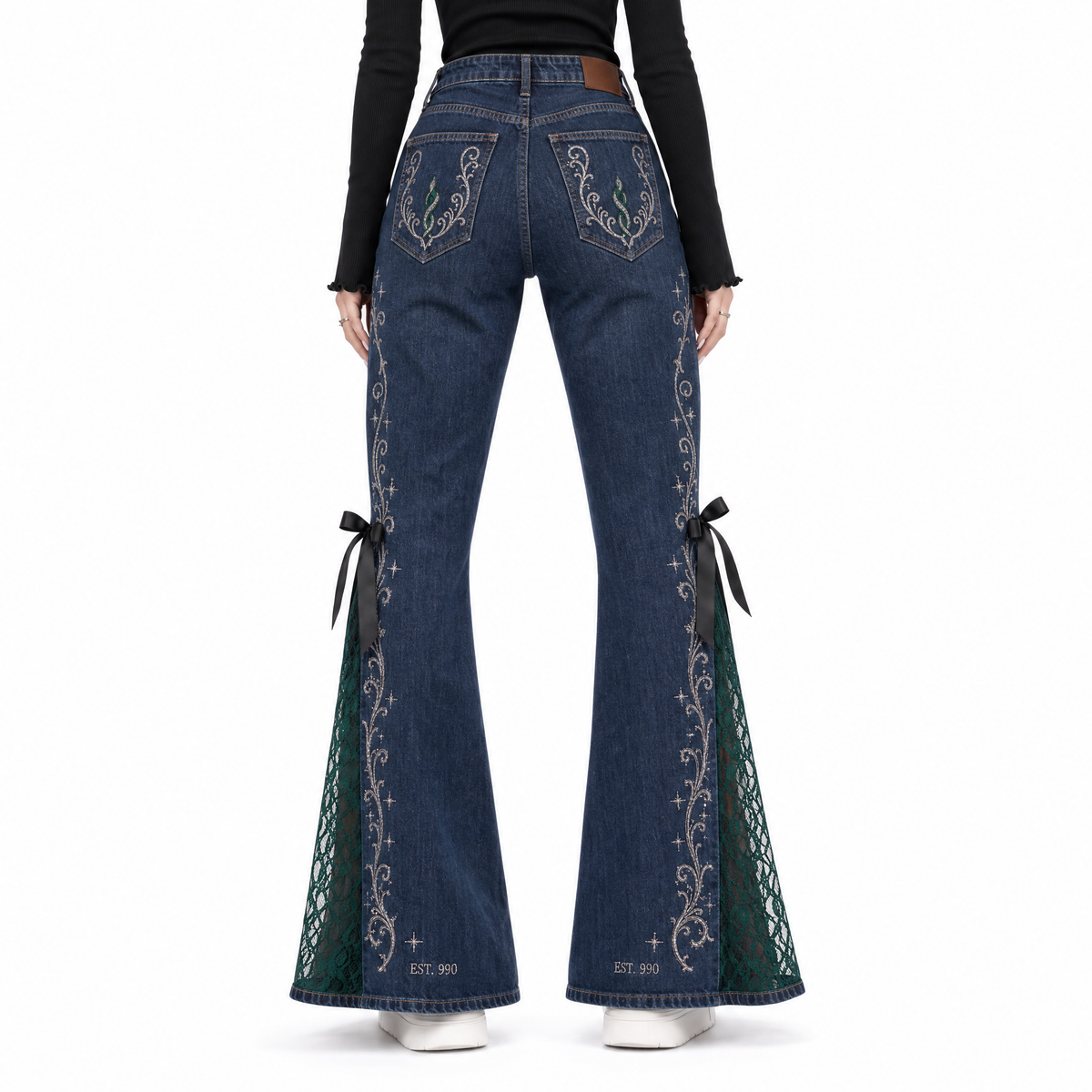 The House Flare — Slytherin, back view with filigree-accent back pockets